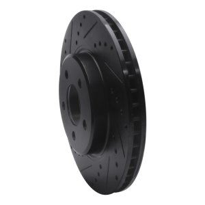 Chrysler 300 Brake Rotor (1) - Front Left - R1 Concepts - Drilled & Slotted - Black - `05-`23